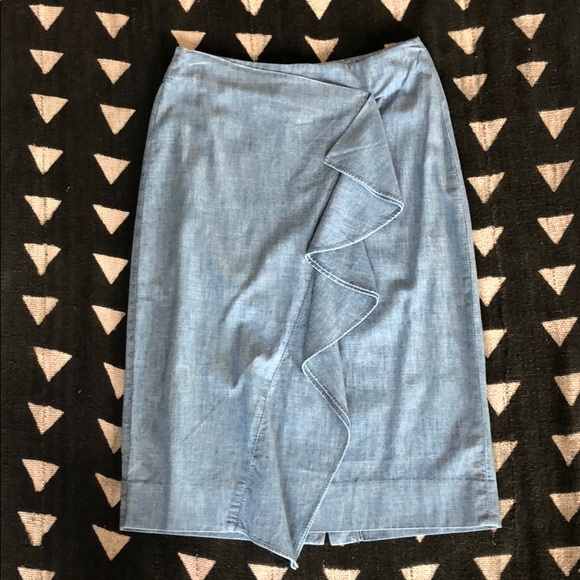 J. Crew Dresses & Skirts - J.Crew Chambray Side Ruffle Skirt